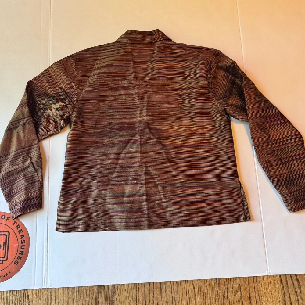 CHICO'S 100% Silk Button-Front
Shirt Brown Sleeve Size 4‎ - Picture 9 of 14